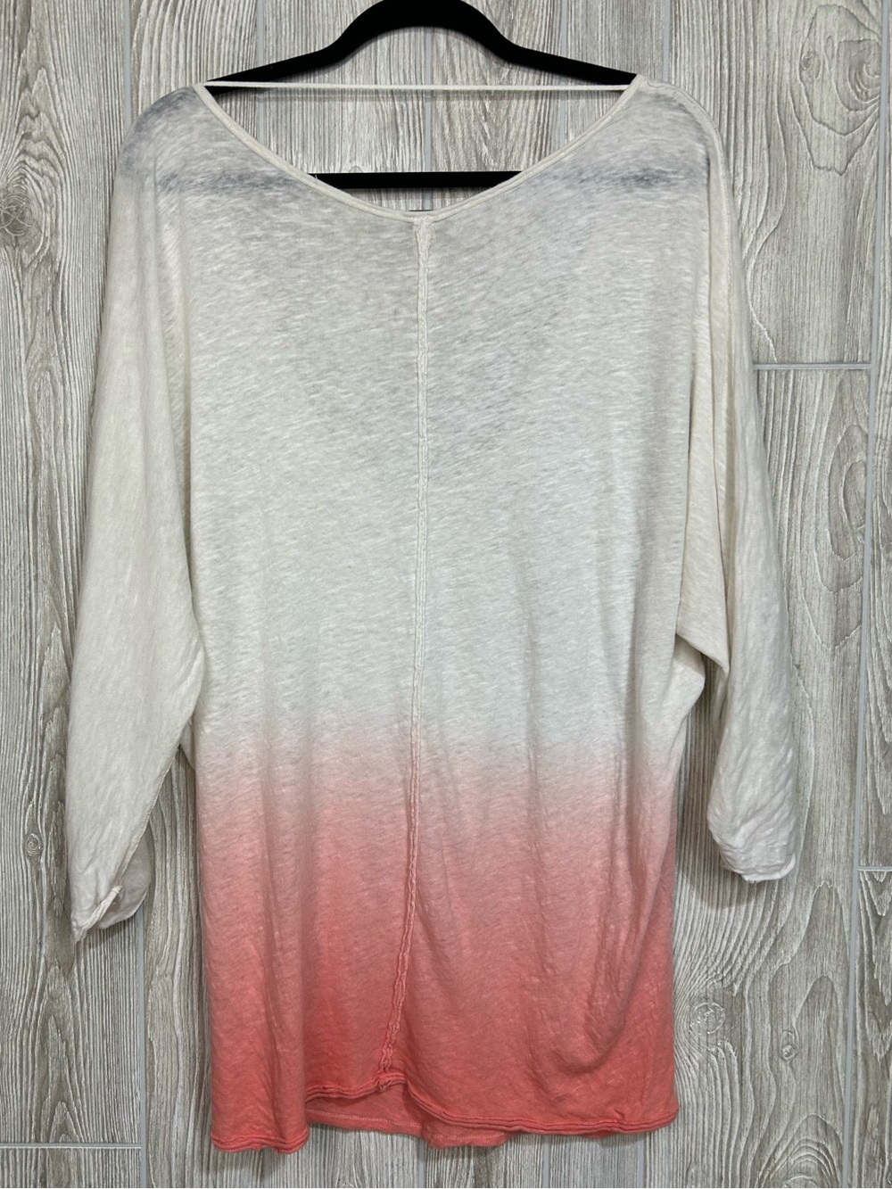 Free People We The Free Strawberry Linen White Pink Ombre Blouse Top Tee Size L - Picture 9 of 11
